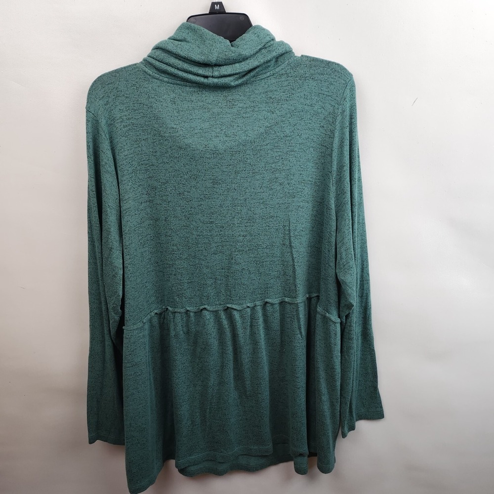 AnyBody Womens Hacci Peplum Tunic Top Size 1X Green Brushed Cowl Neck Loungewear - Picture 7 of 9